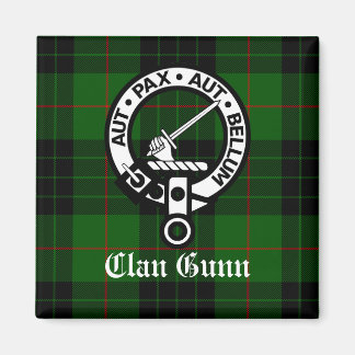 Clan Gunn Crest Badge and Tartan Magnet