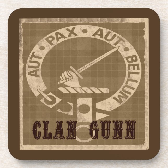 Clan Gunn Crest Badge - Sepia Coaster (Front)