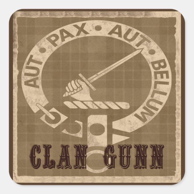 Clan Gunn Crest Badge - Sepia Square Sticker (Front)