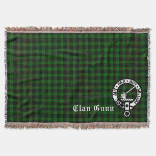 Clan Gunn Crest Badge & Tartan Throw Blanket