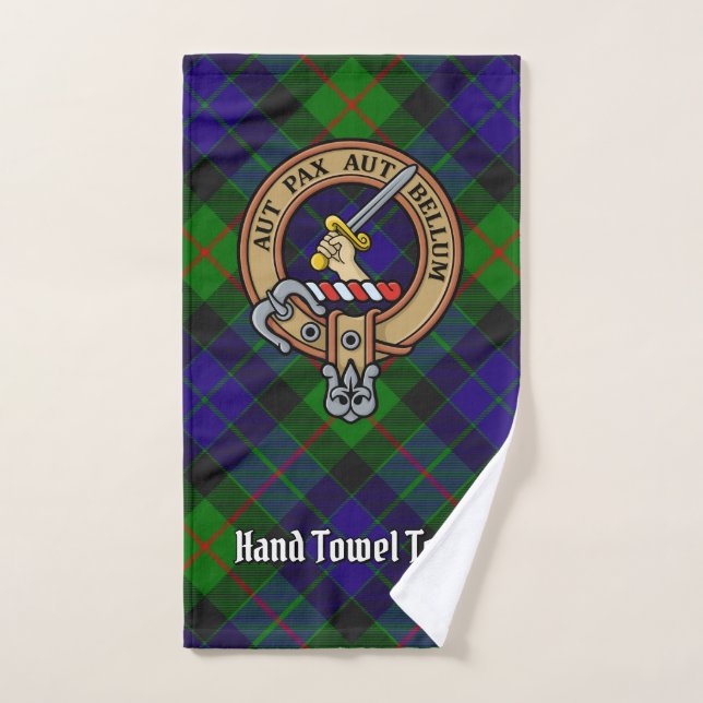 Clan Gunn Crest over Tartan Bath Towel Set (Hand Towel)