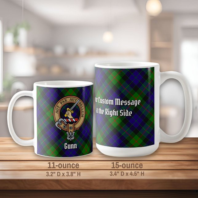 Clan Gunn Crest over Tartan Coffee Mug (Creator Uploaded)
