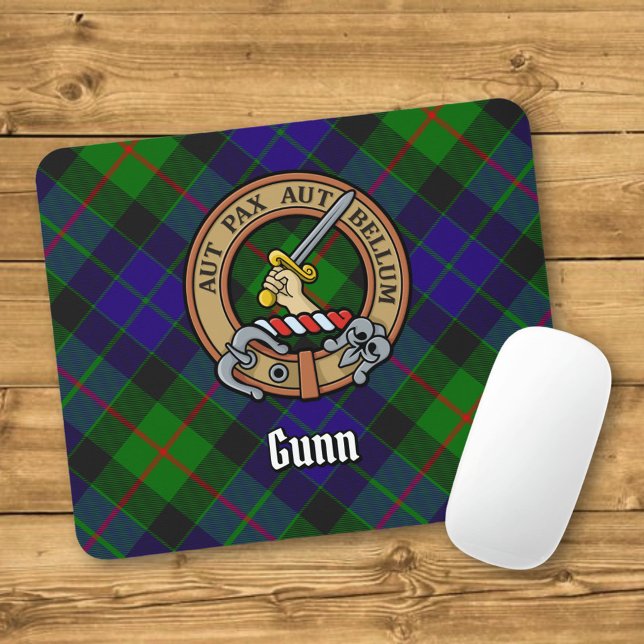 Clan Gunn Crest over Tartan Mouse Pad (Creator Uploaded)
