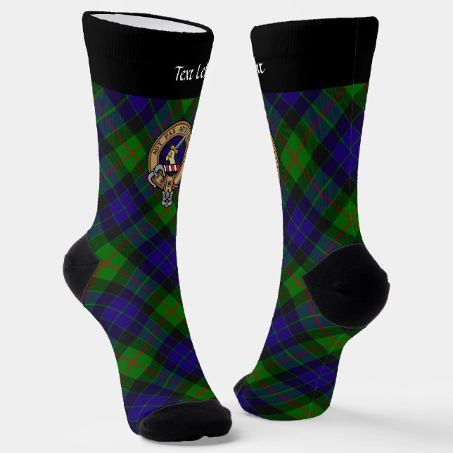 Clan Gunn Crest over Tartan Socks (Angled)