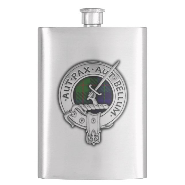 Clan Gunn Crest & Tartan Hip Flask (Front)