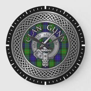 Clan Gunn Crest & Tartan Knot Large Clock