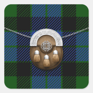 Clan Gunn Tartan And Sporran Square Sticker