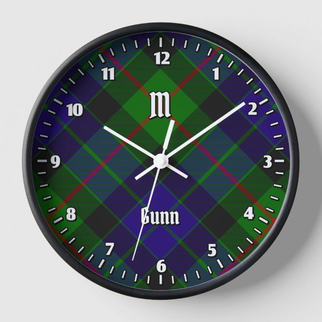 Clan Gunn Tartan Large Clock (Front)