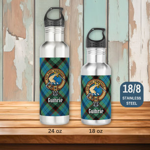 Clan Guthrie Crest over Tartan 710 Ml Water Bottle