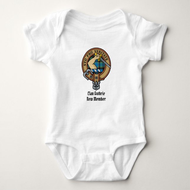 Clan Guthrie Crest over Tartan Baby Bodysuit (Front)