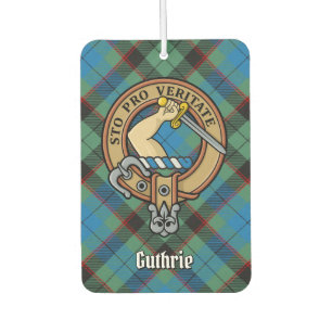 Clan Guthrie Crest over Tartan Car Air Freshener
