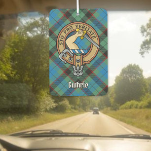 Clan Guthrie Crest over Tartan Car Air Freshener