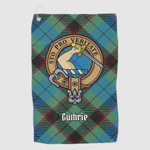 Clan Guthrie Crest over Tartan Golf Towel