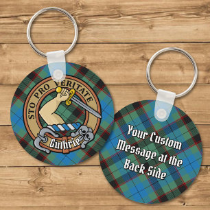 Clan Guthrie Crest over Tartan Key Ring