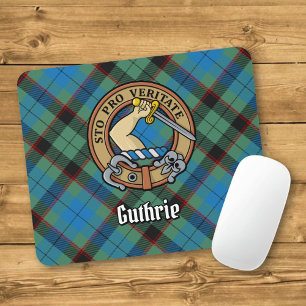 Clan Guthrie Crest over Tartan Mouse Pad