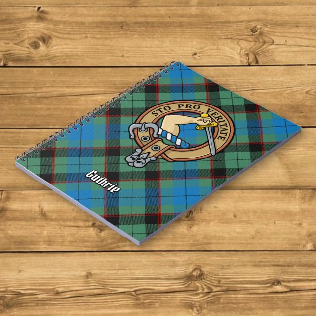 Clan Guthrie Crest over Tartan Notebook (Creator Uploaded)