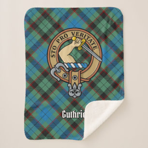 Clan Guthrie Crest over Tartan Sherpa Blanket