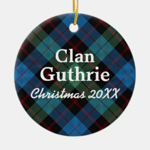 Clan Guthrie Scottish Tartan Ceramic Tree Decoration