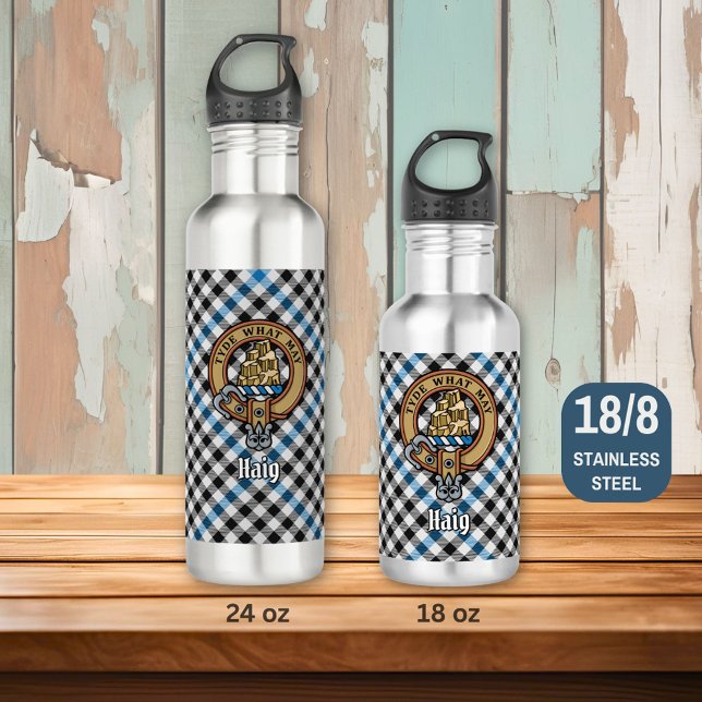Clan Haig Crest over Check Tartan 710 Ml Water Bottle (Creator Uploaded)