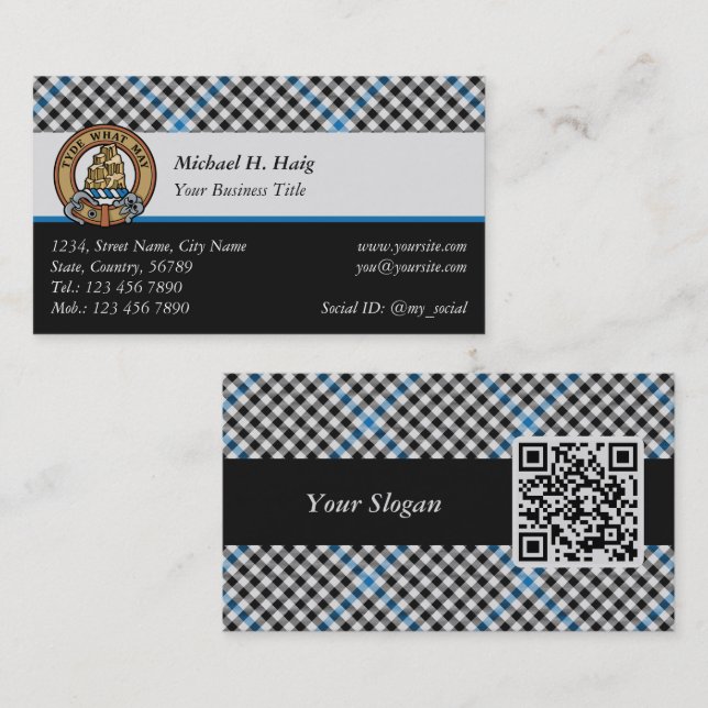 Clan Haig Crest over Check Tartan Business Card (Front/Back)