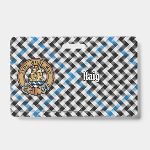 Clan Haig Crest over Check Tartan ID Badge