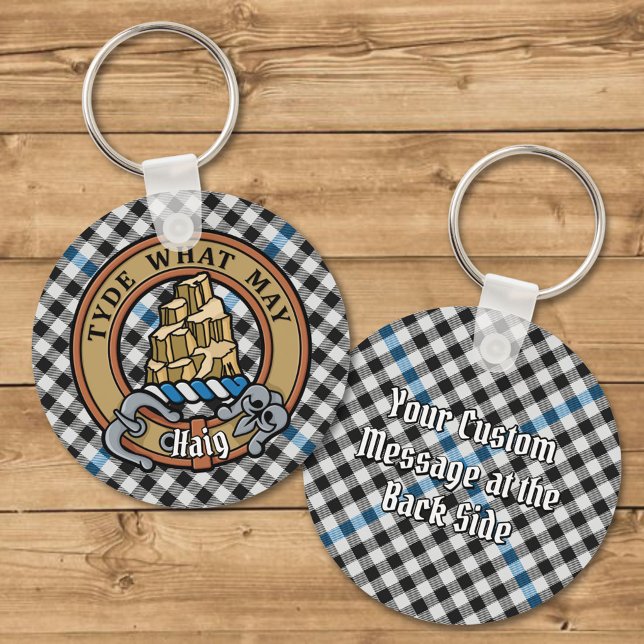 Clan Haig Crest over Check Tartan Key Ring (Creator Uploaded)