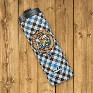 Clan Haig Crest over Check Tartan Thermal Tumbler