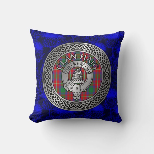 Clan Haig Crest & Tartan Knot Cushion (Front)