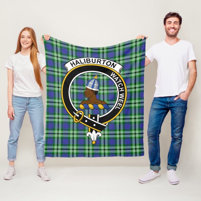 Clan Haliburton Tartan Plaid Fleece Blanket (In Situ)