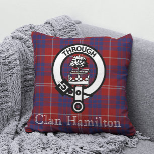 Clan Hamilton Crest and Tartan Cushion