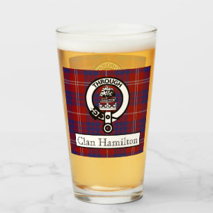Clan Hamilton Crest and Tartan  Glass