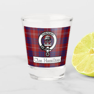 Clan Hamilton Crest and Tartan Shot Glass