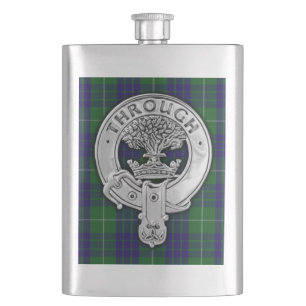 Clan Hamilton Crest & Hunting Tartan Hip Flask