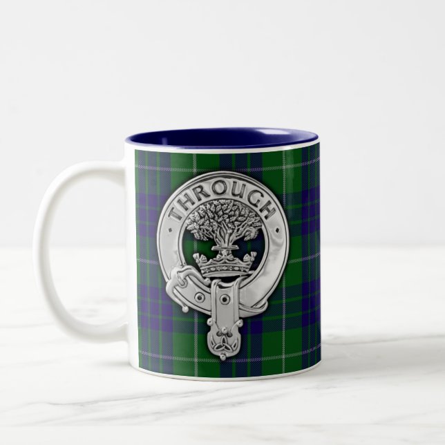 Clan Hamilton Crest & Hunting Tartan Two-Tone Coffee Mug (Left)
