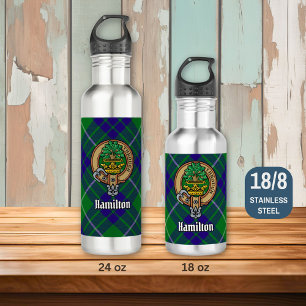 Clan Hamilton Crest over Hunting Tartan 710 Ml Water Bottle