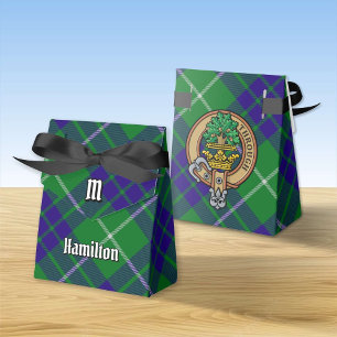 Clan Hamilton Crest over Hunting Tartan Favour Box
