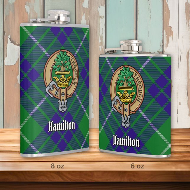 Clan Hamilton Crest over Hunting Tartan Hip Flask (Creator Uploaded)