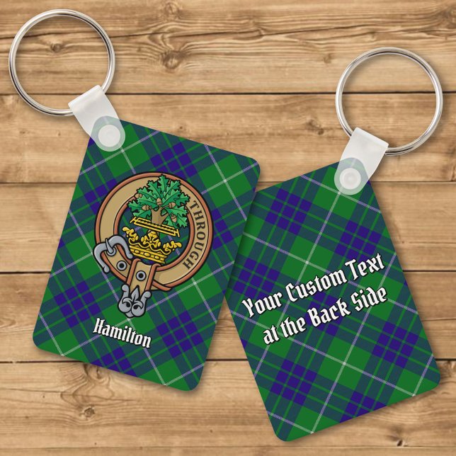 Clan Hamilton Crest over Hunting Tartan Keychain (Creator Uploaded)