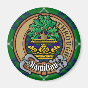 Clan Hamilton Crest over Hunting Tartan Magnet