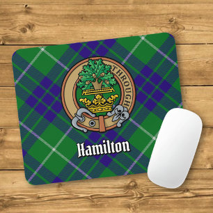 Clan Hamilton Crest over Hunting Tartan Mouse Pad