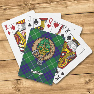 Clan Hamilton Crest over Hunting Tartan Playing Cards