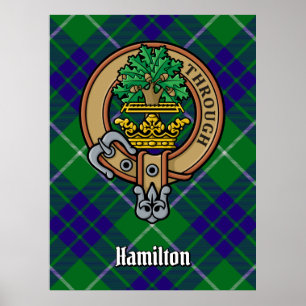 Clan Hamilton Crest over Hunting Tartan Poster