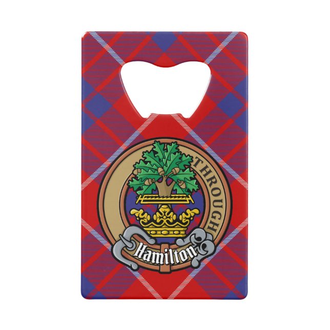 Clan Hamilton Crest over Red Tartan (Front)