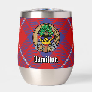 Clan Hamilton Crest over Red Tartan