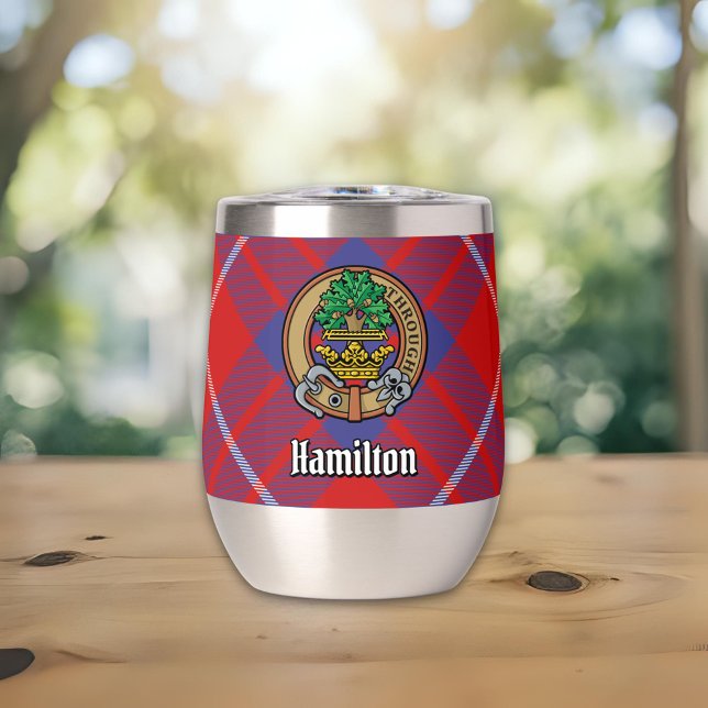 Clan Hamilton Crest over Red Tartan (Creator Uploaded)