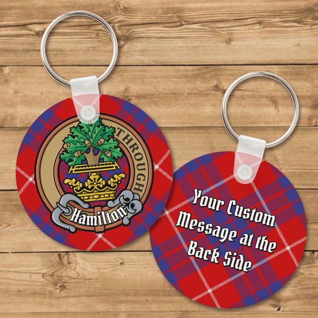 Clan Hamilton Crest over Red Tartan Key Ring (Creator Uploaded)