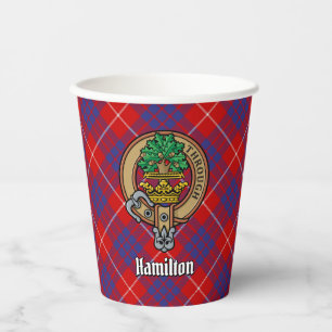 Clan Hamilton Crest over Red Tartan Paper Cups
