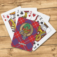 Clan Hamilton Crest over Red Tartan Playing Cards