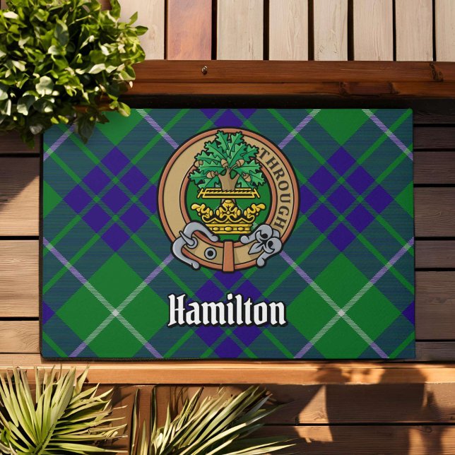 Clan Hamilton Crest over Tartan Doormat (Creator Uploaded)