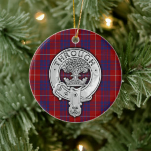 Clan Hamilton Crest & Tartan Ceramic Ornament